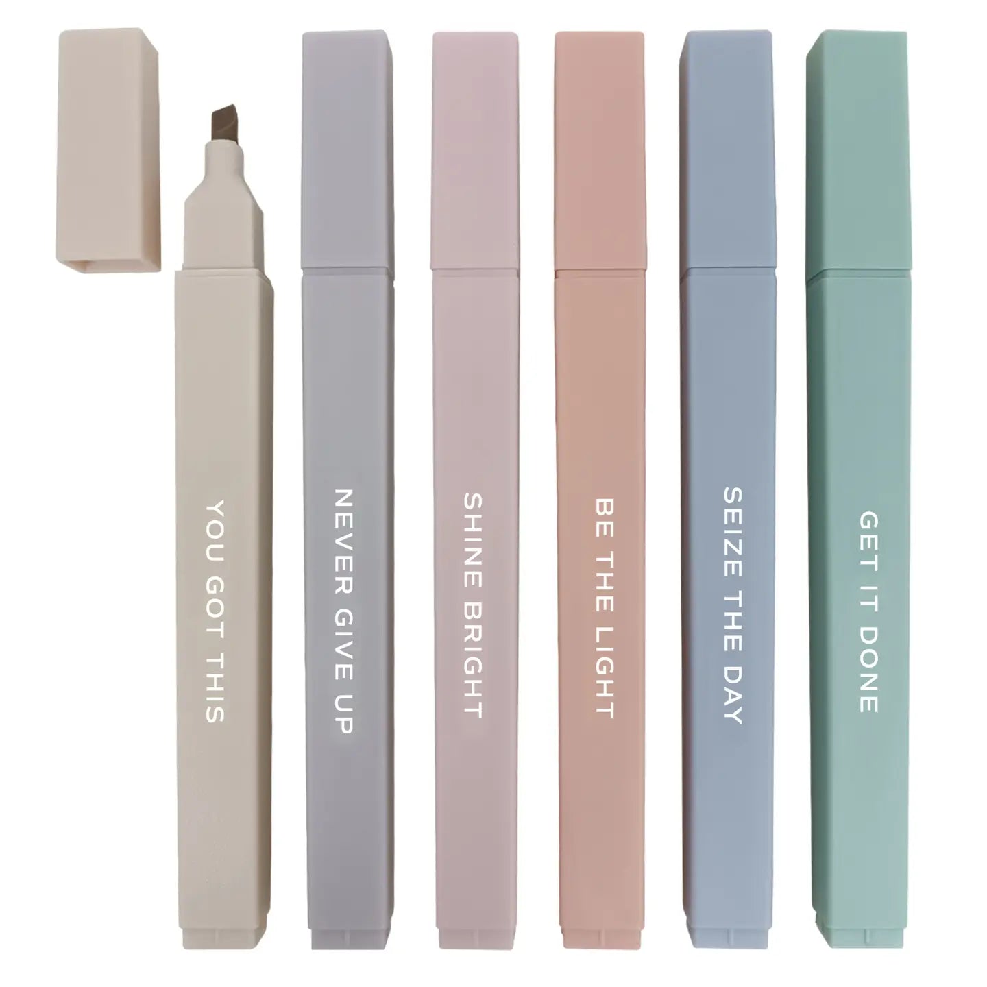 Neutral Highlighter Set – Motivational Pastel Stationery