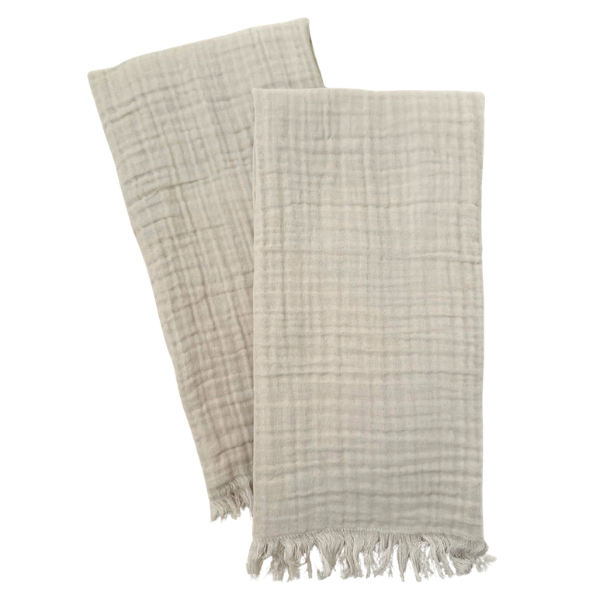Gauze Fringe Tea Towel Set | Taupe (Set of 2)