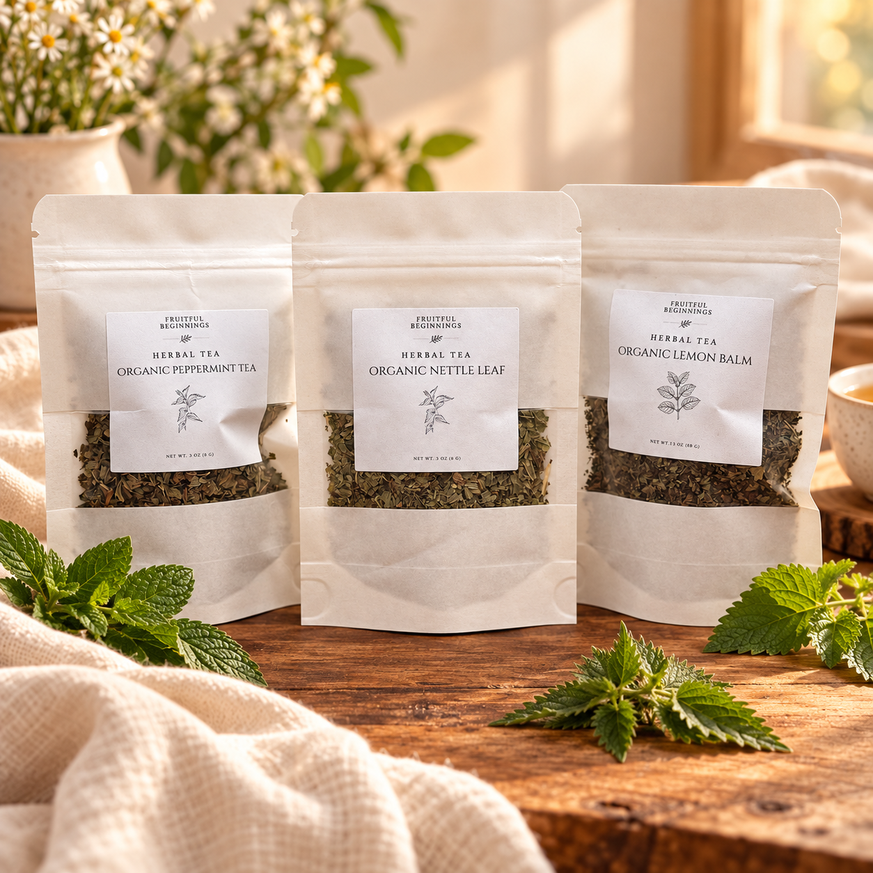 Herbal Tea Trio | Lemon Balm, Peppermint & Nettle